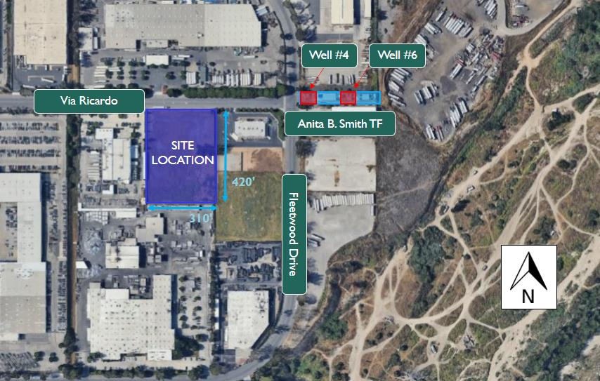 Mapa de la ubicación propuesta del proyecto dentro de los límites del Rubidoux Community Services District, con el sitio de 3 acres resaltado