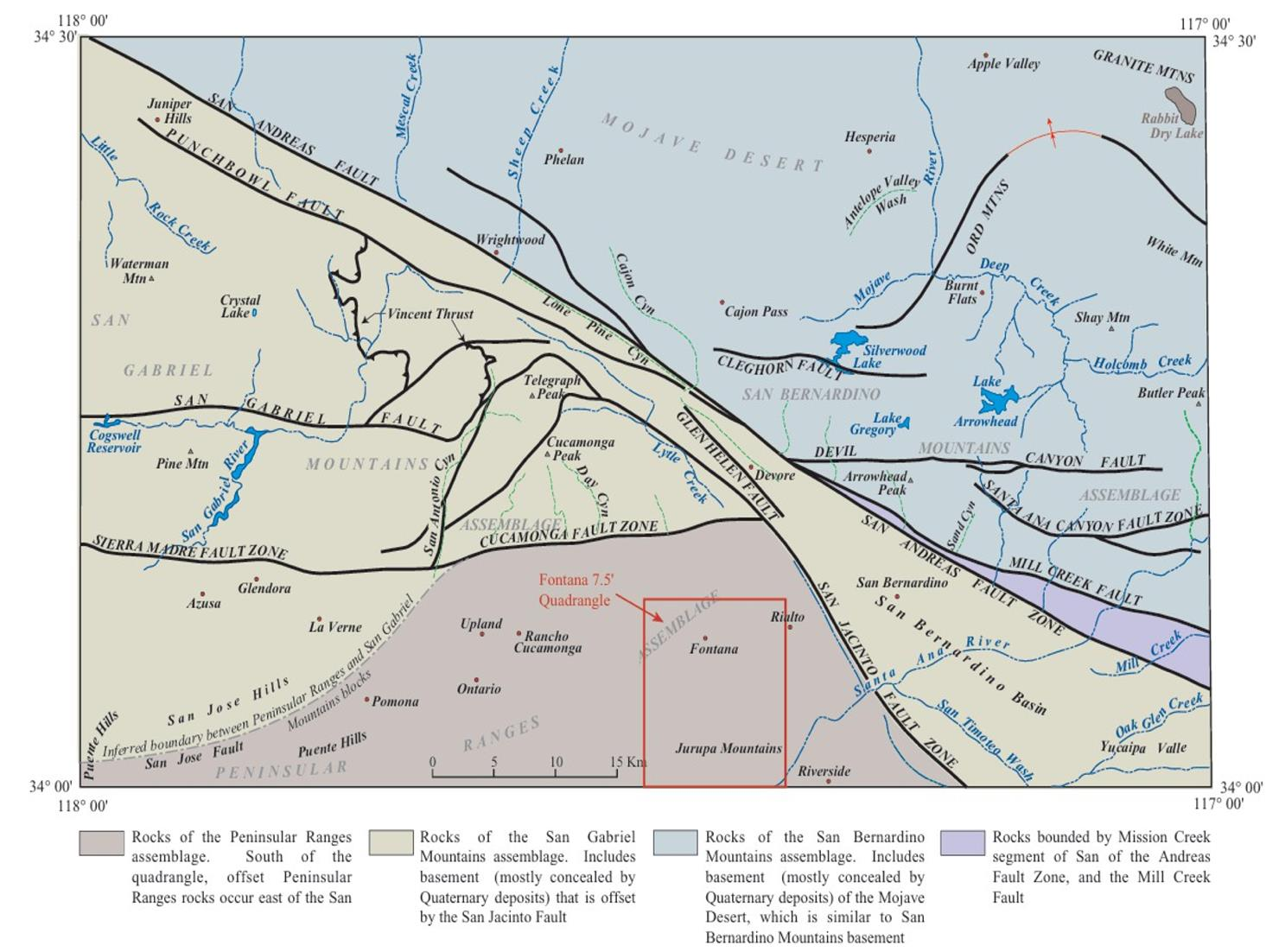 Seismic hazard and fault map showing nearby fault lines relative to the project site
